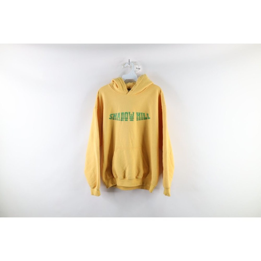 Shadow Hill Mens Small Faded Spell Out United States Hoodie Sweatshirt Yellow